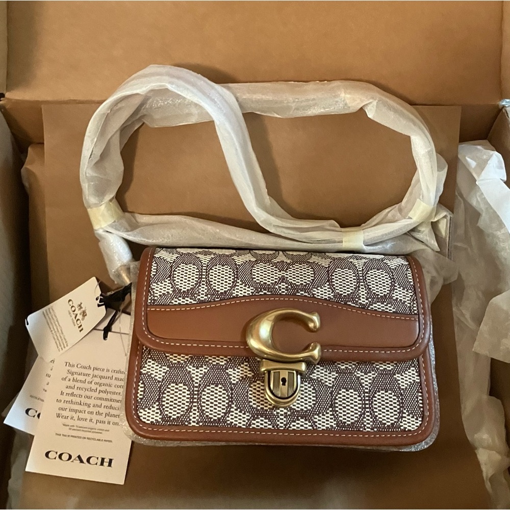 Nwt Retail Coach Jacquard & Leather Studio Shoulder Bag